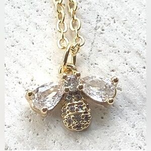 VB&Co Gold & Crystal Mini Bee Pendant Necklace